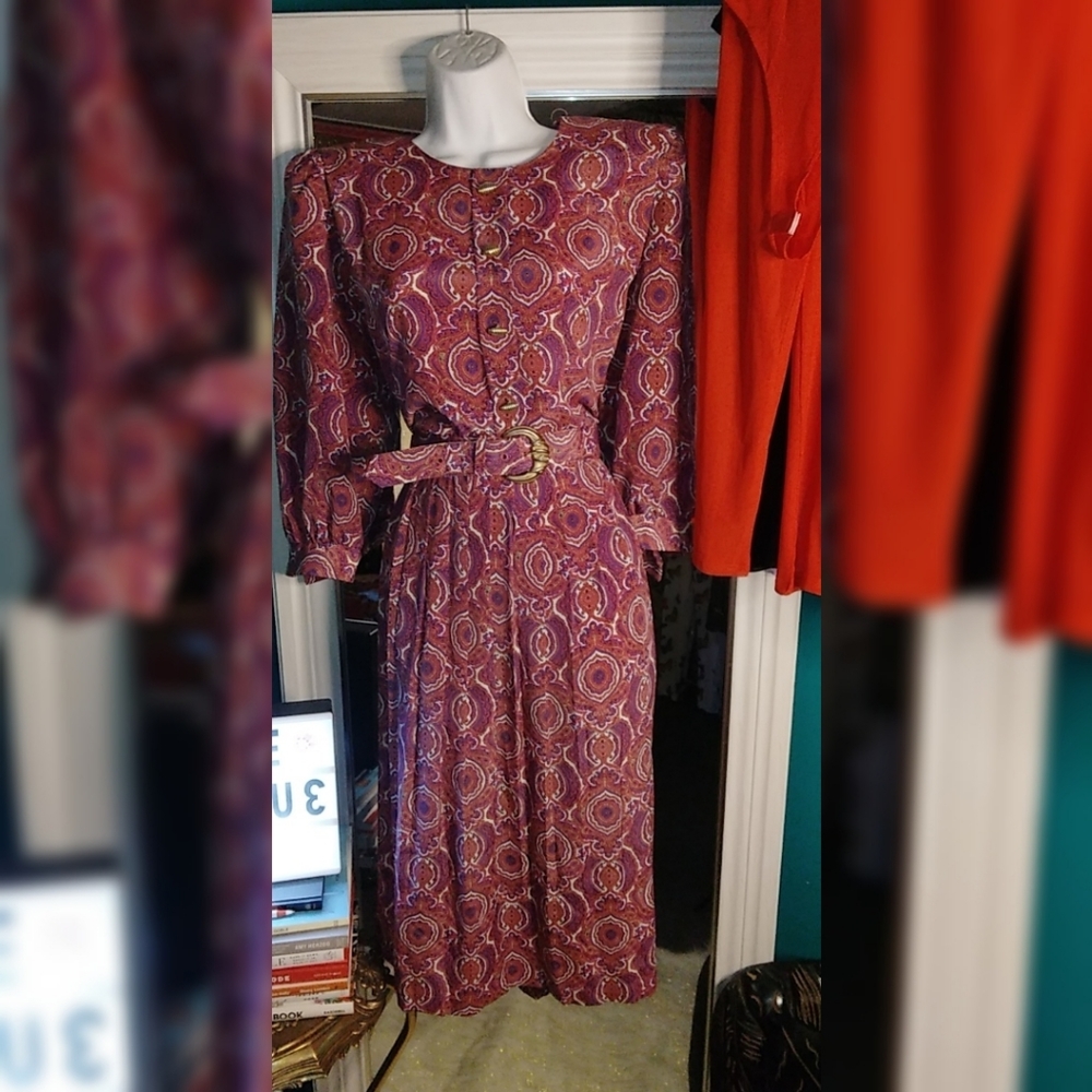 Vintage Paisley Print Dress